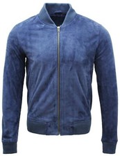 Blouson bomber en cuir suédé