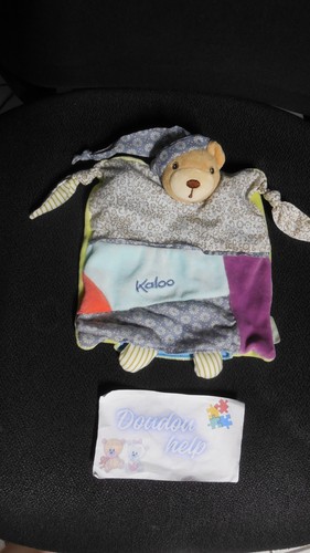 Doudou marionnette ours hippie - marionnette,