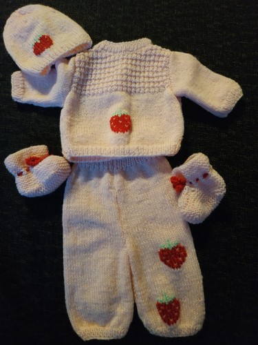 Ensemble tricoté main bébé - ensemble,