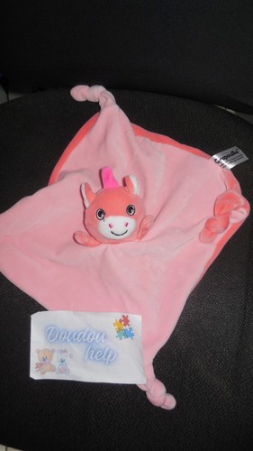Doudou plat licorne rose sandy - doudou,