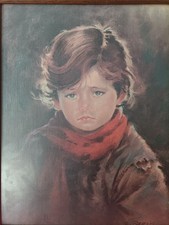 Antique / Vintage Oil Painting Framed For Child Signed By "Carlo Parisi"