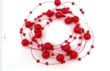 Accessoire  de coiffure mariage guirlande de perles rouge