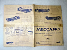 Rare ! Plan de remontage Voiture MECCANO Car Constructor n°1 en l'état