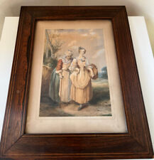 Ancien dessin aquarelle pastel portrait de femmes XIX