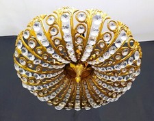 Lustre en bronze et larmes de cristal - plafonnier dit "Araignée" 