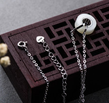 Collier en Argent 925 avec Pierre de Jade Blanc Naturel