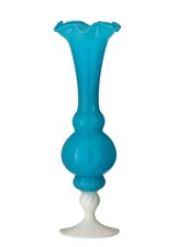 Vase opaline bleu blanc - vase,