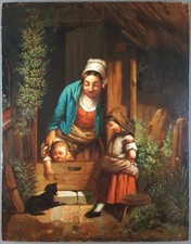 Ancien Tableau "Mère avec