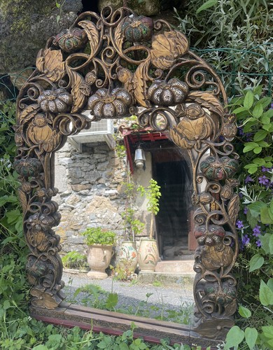 Miroir bois sculpté fin - miroir, en