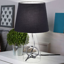 Table Tissu Abat-Jour Récolte Bureau Lampe Verre Noir Grand Lumière