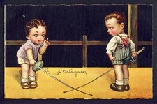 cpa HUMOUR ILLUSTRATION Signée COLOMBO Enfants EPÉE ESCRIME Sword Fencing