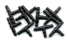 10 x té Cannelé pour tuyau Ø 4mm, arrosage goutte a goutte et hydroponie.