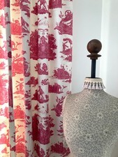 Rideaux Laura Ashley vintage shabby cottagecore chic Toile de Jouy chérubins RARE