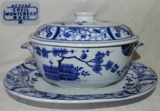 Faïence de CREIL ET MONTEREAU Service JAPON : légumier - saucière