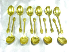 SERIE DE 11 PETITES CUILLERE A MOKA MODELE GRAIN DE CAFE PLAQUE OR COUVERT SPOON