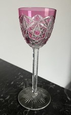 Verre Roemer En Cristal Taillé Doublé Rose  2 De Baccarat  Lagny 19,5 Cm