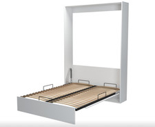 Armoire lit escamotable DYNAMO blanc mat couchage 140*200 cm - Ouverture assisté