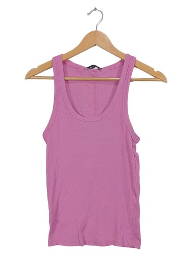 Zara top femme rose côtelé - top,