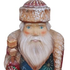 Bois sculpté Fait Main Le père Noel - Décoration de Noël Peint à la main Russie
