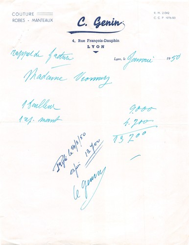 Facture 1950 modes mayoyer - 1950,