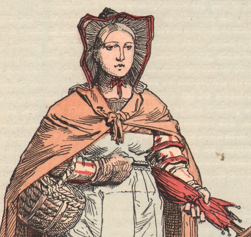 Ancienne gravure aquarellée