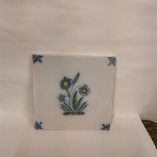 Ancien Carreau Carrelage Faience De Delft 13cm Fleur Tiles Azulejos Déco