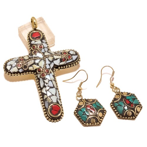 Set pendentif chaîne croix - pendentif,