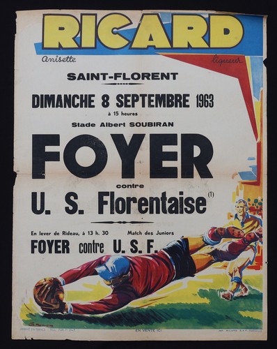Affiche 1963 rugby ricard - affiche,