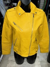 Zara Girls Veste Véritable Cuir Occasion Femme Taille 13/14 Âge Jaune Ocr LLD04