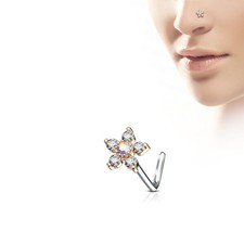 Piercing nez tige en L fleur 6