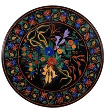 48 " Marbre Dîner Rond Table Top Inlaid Marqueterie Artisanat