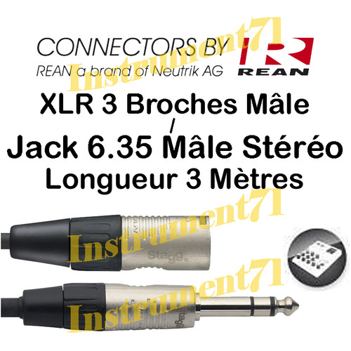 Câble jack stéréo - 6.3, mâle