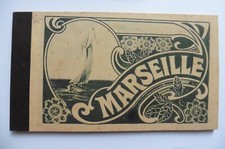 Carnet ancien complet de 12 CPA à dos vert de Marseille 1900 Décor Art Nouveau 