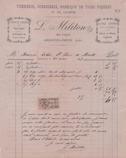 36 INDRE ARGENTON CREUSE, tanneur, MILITON 1898 cuir, tannerie