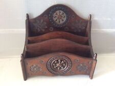 Ancien Porte courrier en bois sculpté vintage décoratif 