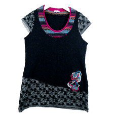 Patrice Breal tunique femme taille 5noir violet col rond top multicolore ladies