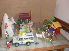 Refuge, rocher Playmobil 9126, parc animalier 4851, véhicule secoure 5427