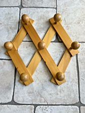 Porte manteau mural pliant pliable 7 patère accordéon ancien vintage bois Design