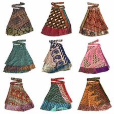 Lot de 5 mini jupe femme plage bohème indienne vintage soie wrap jupes hippie