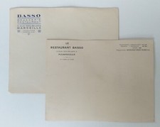ENVELOPPE ET SA CARTE DU RESTAURANT BASSO - MARSEILLE QUAI DES BELGES VIEUX-PORT