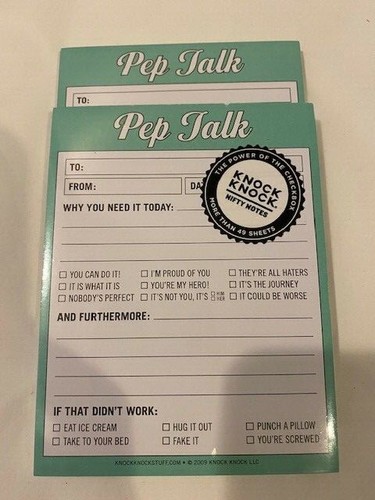 Knock pep talk nifty note - knock, pad