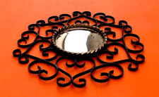Années 1950 Miroir oeil de sorcière (convexe) Fer forgé à décor de volutes