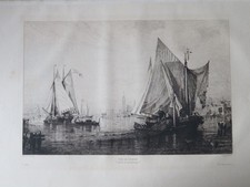 Félix ZIEM (1821-1911) GRAVURE XIX° PAYSAGE MARINE BATEAU VENISE ITALIE MER