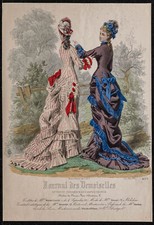 1876 - Gravure de mode - Journal des demoiselles - Accessoires et costumes