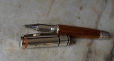 IMPOSANT STYLO ROLLER OMAS SOLAIA EN BOIS DE CHENE CLAIR & ARGENT MASSIF 925