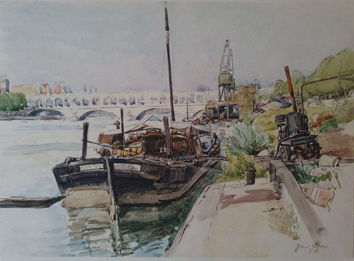 Aquarelle signée jeanne - signée,