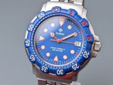 Beautiful ! Montre Homme Zodiac Formula Cadran Bleu SS Quartz Vintage 38mm