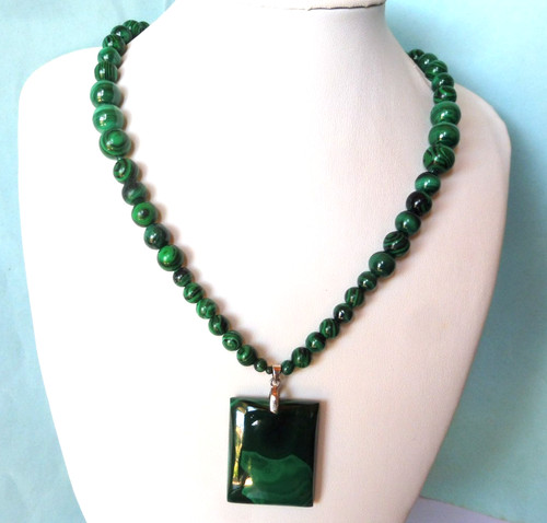 Collier malachite naturelle - malachite,