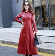 Trench-coat en cuir rouge pour