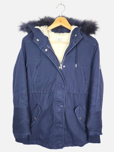 Manteau parka fourrure bleu - fourrure,